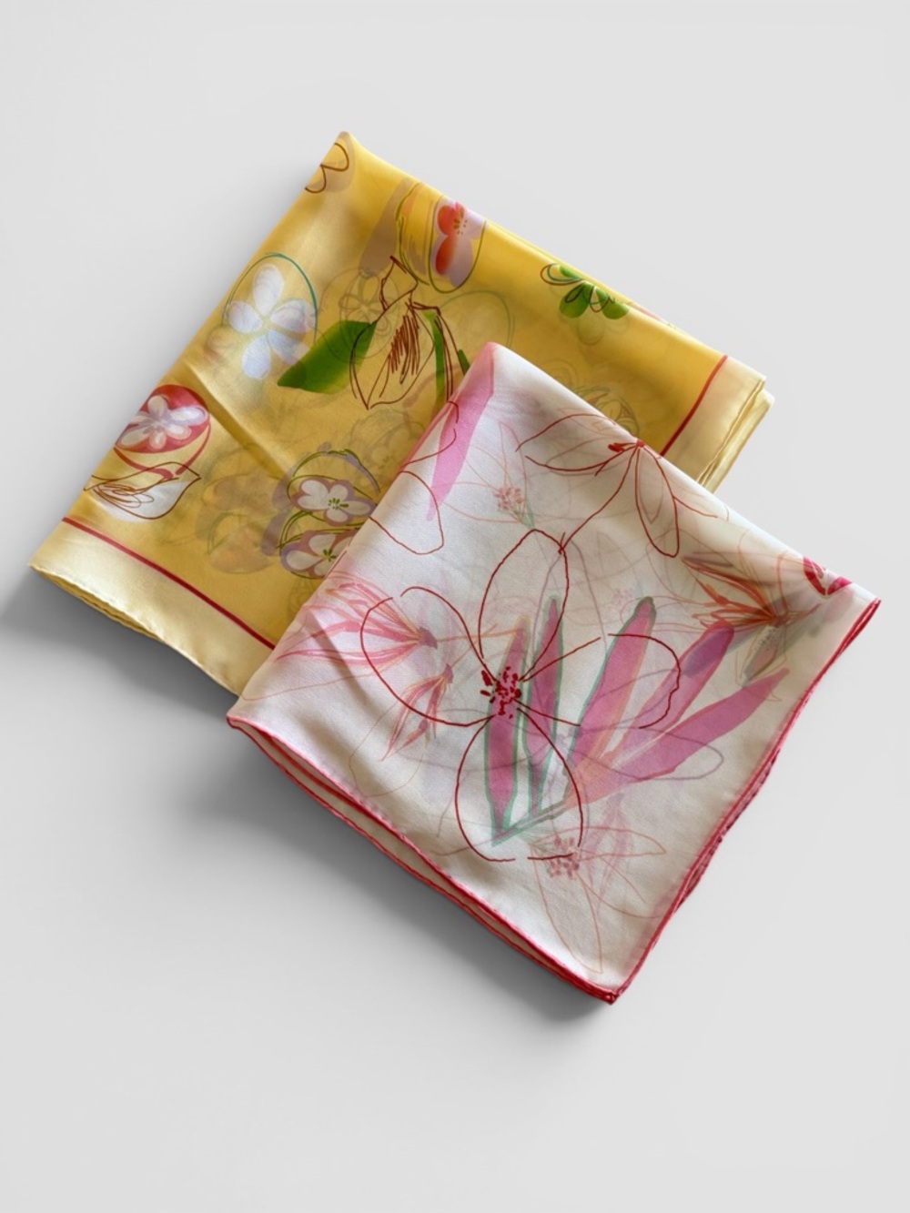 Salvatore Ferragamo Yellow and Floral Silk Scarves